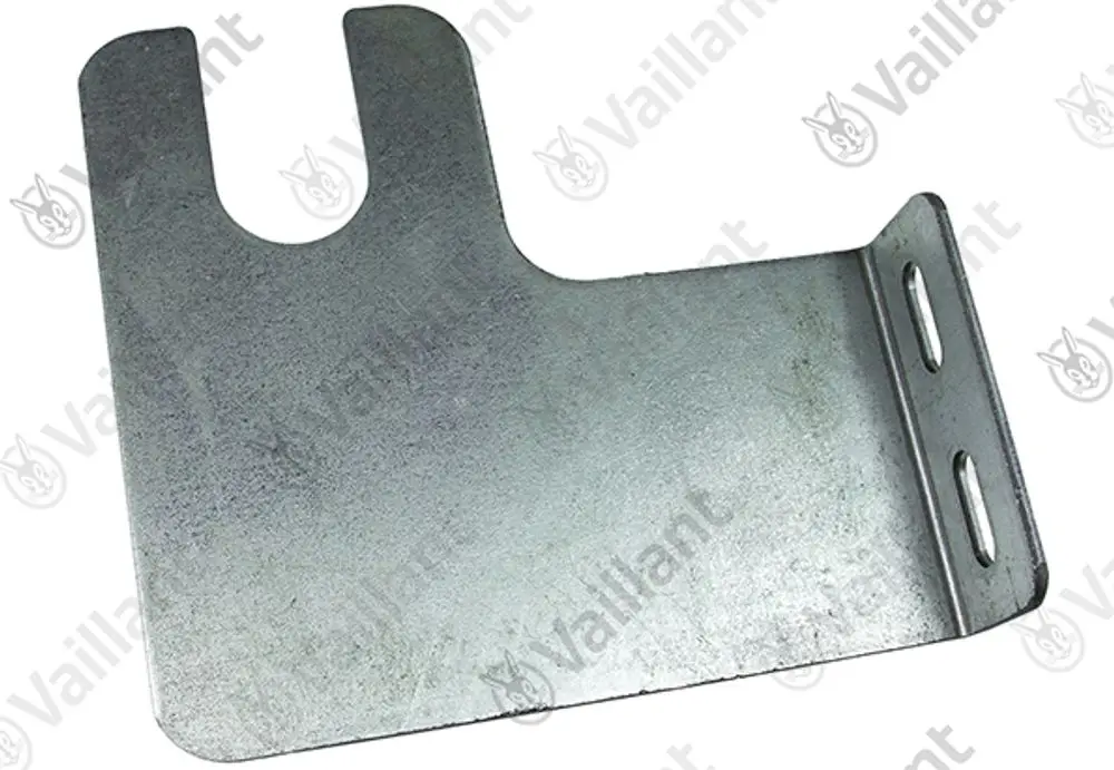 Halter aus Metall mit einer L-förmigen Konstruktion und zwei Befestigungslöchern, geeignet für Vaillant-Produkte.